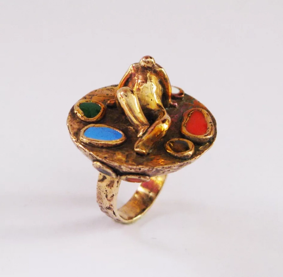 Colorful Human Figure Bronze Ring