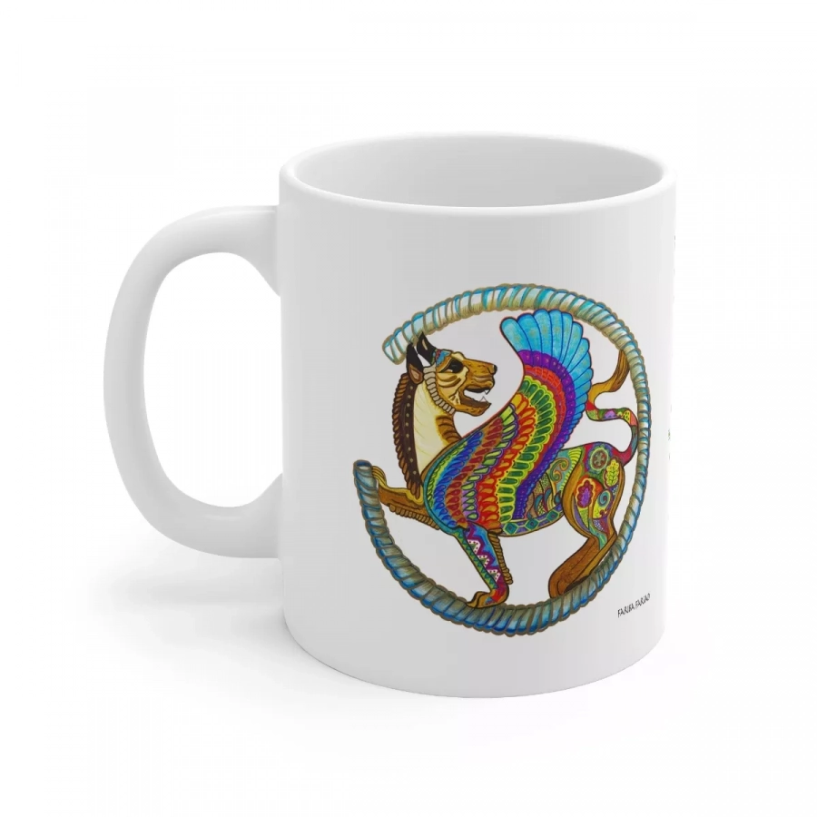 Persian Lion Ceramic Gift Mug, Persepolis, Lion Art, Persian Lion Painting, Abstract Persian Art, Nowruz Gift