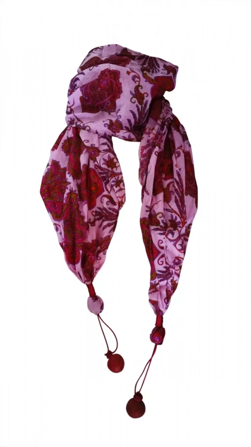Persian paisley scarf with hanging pomegranate pink