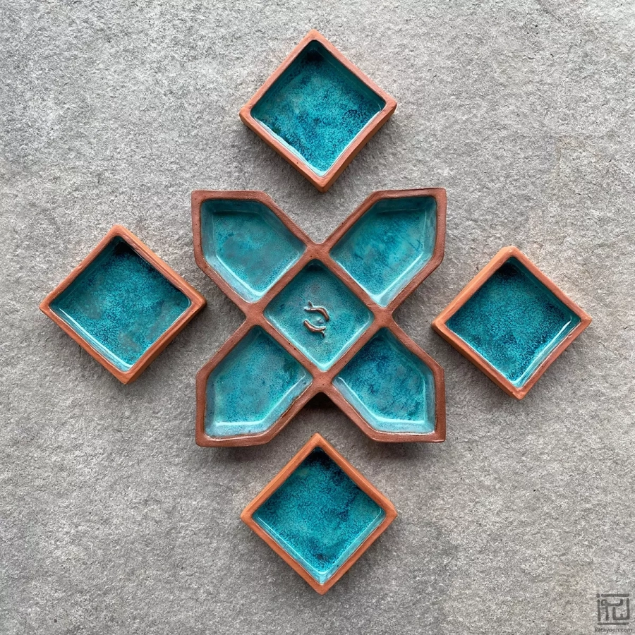 Persian Star Tile II – 4 Side Plates - Nowruz or Mezzeh Plate 