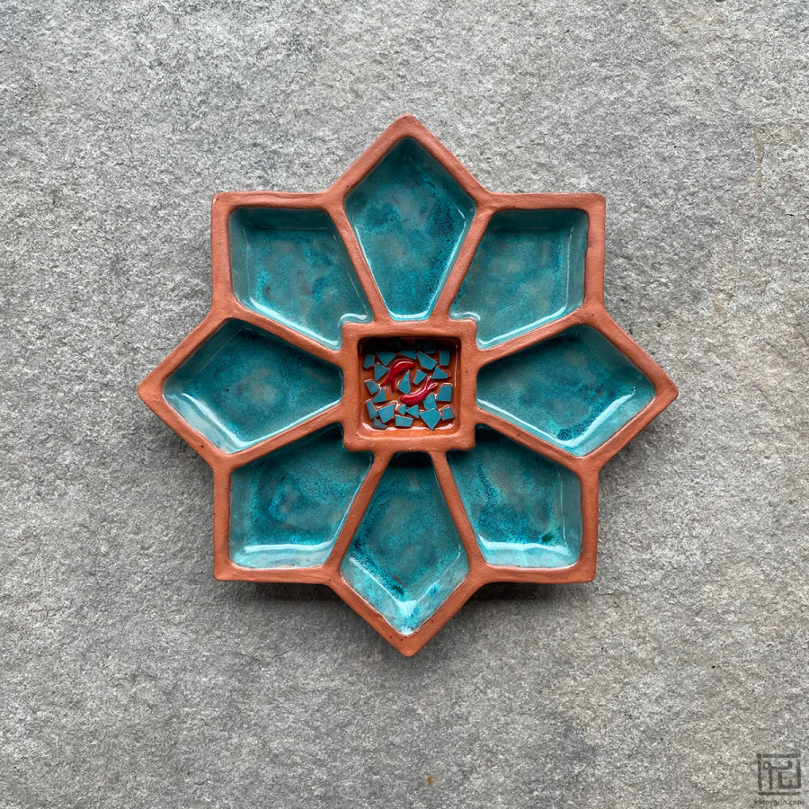 Persian Star Tile III - Red Fish - Nowruz or Mezzeh Plate 