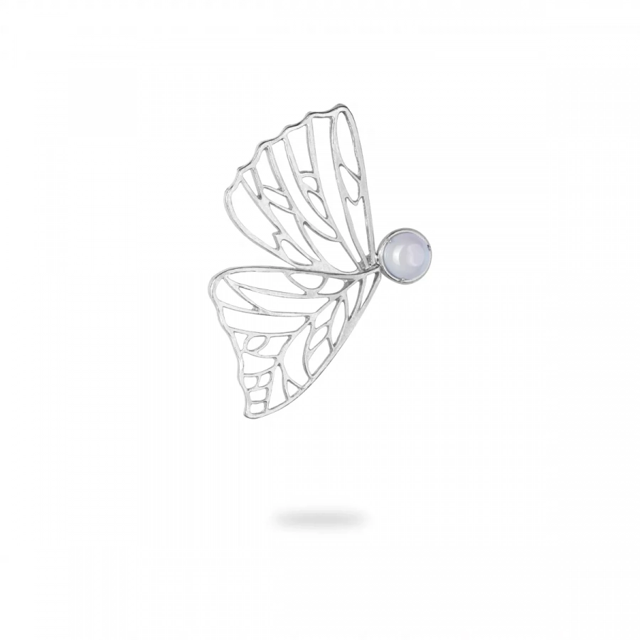 925 Silver Statement Butterfly Wing Brooch with Opal