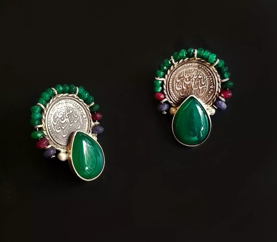 Colorful Green Agate Earrings