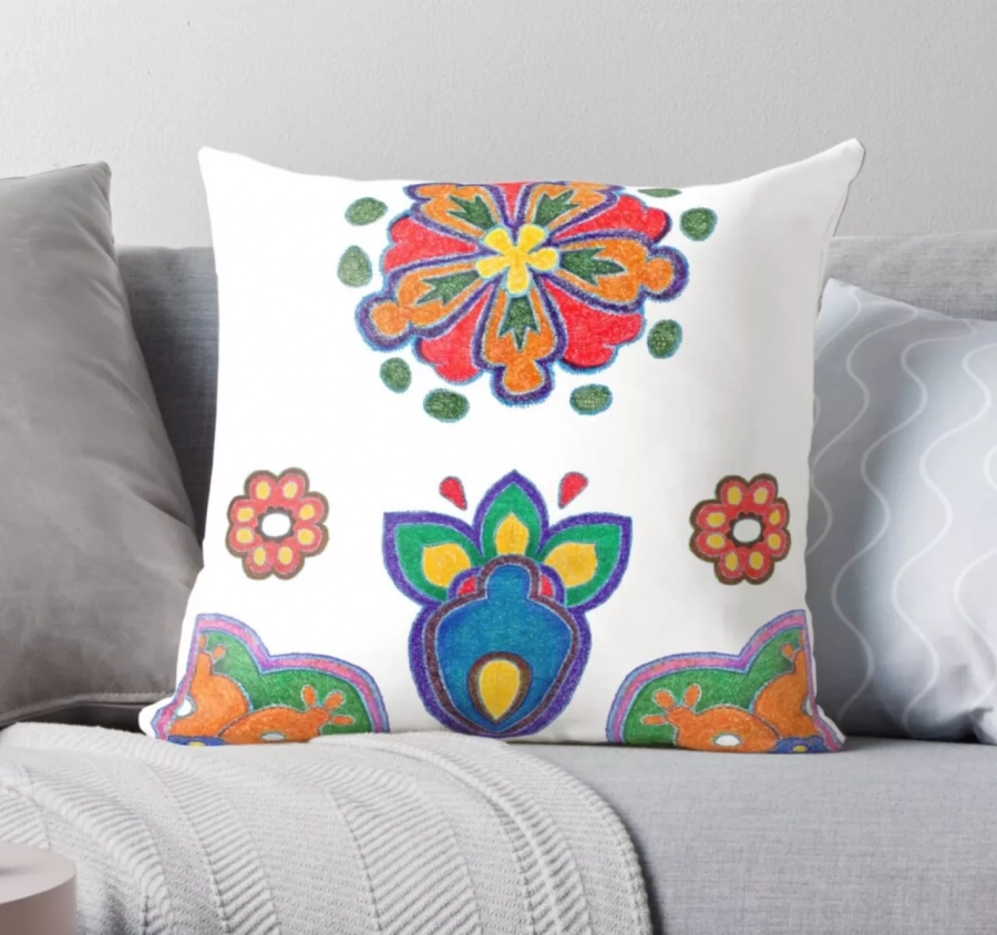 Golestan Persian Illustration Colorful Pattern Cushion Pillow