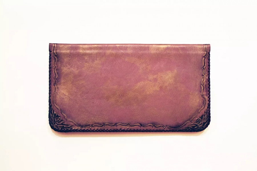 handmade Persian style leather clutch