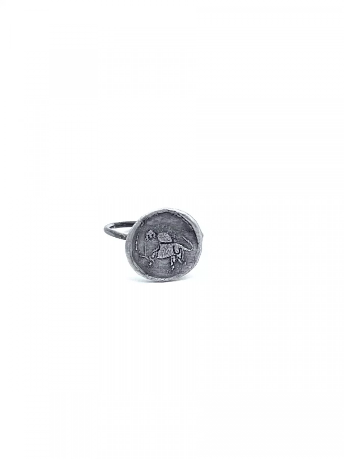 Handmade wax seal Silver ring, shiro khorshid