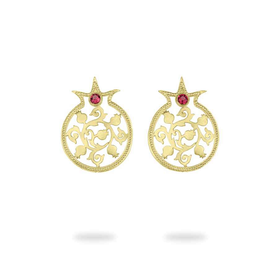 Silver Pomegranate Stud Earrings