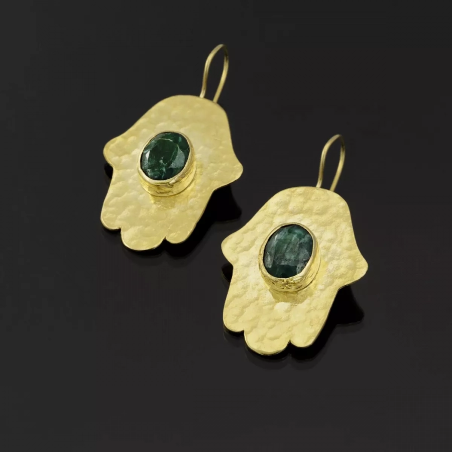 Hamsa Hand Earrings/gold Plated Over Silver