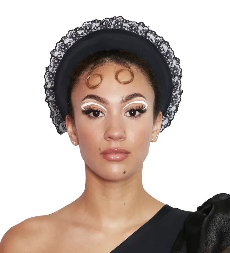 Black Padded Headband with Lace