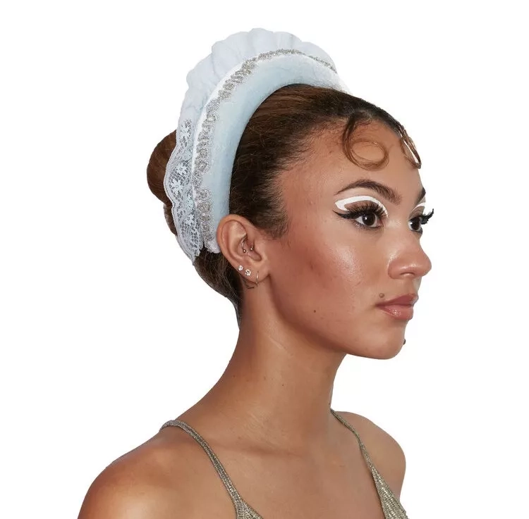 Limited Edition Light Blue Velvet Headband with Lace and handmade Beading