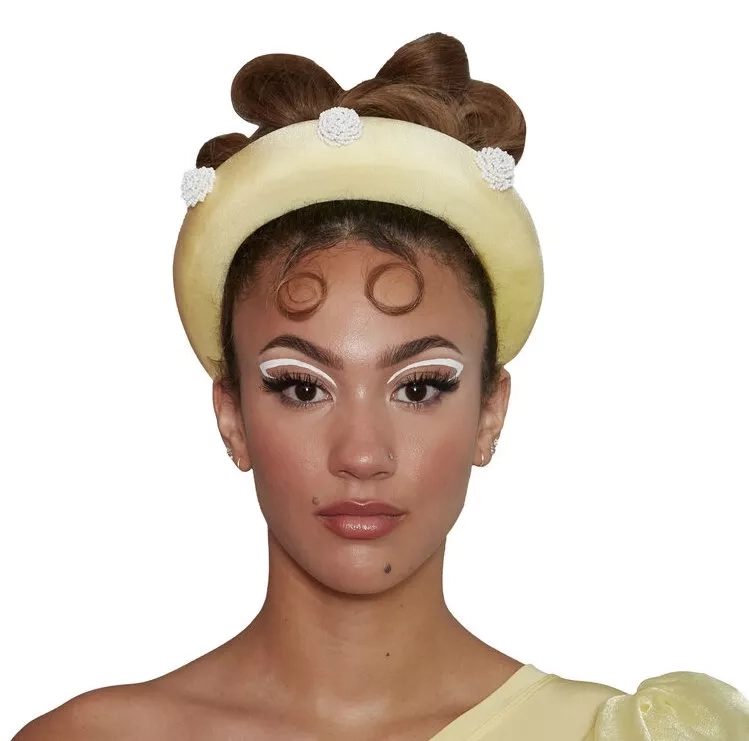 Yellow Padded Headband with Vintage handmade Beading