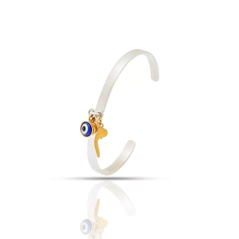 Gold-plated silver bangle which a Calligraphy letter M