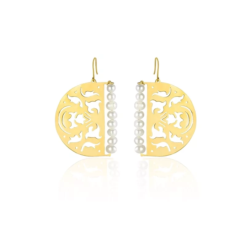 Gold-plated silver half of the circle earrings