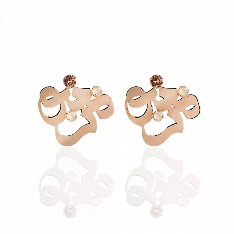 Rose Gold Calligraphy Earrings