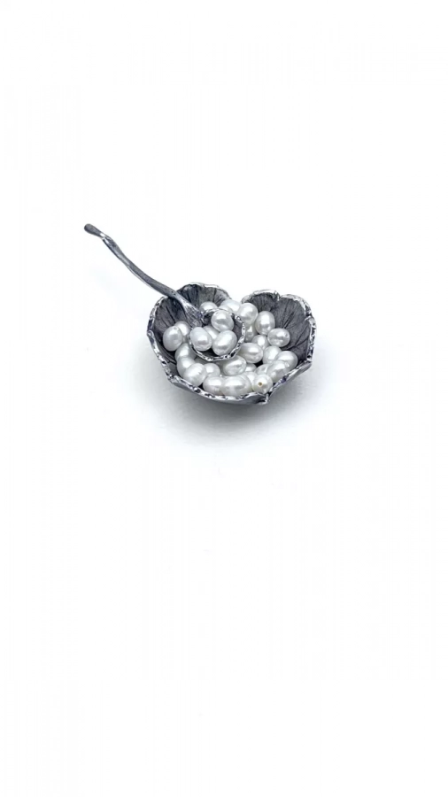 Handmade silver pot and spoon, gift idea