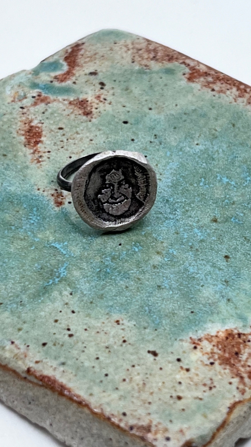 Handmade ring, BIBI Maryam, wax seal sterling silver, gift idea, size 7