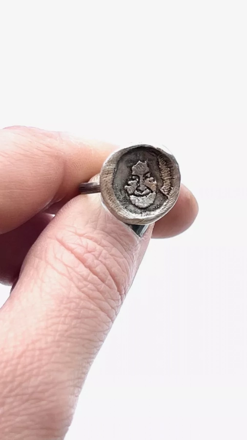 Handmade ring, BIBI Maryam, wax seal sterling silver, gift idea, size 7