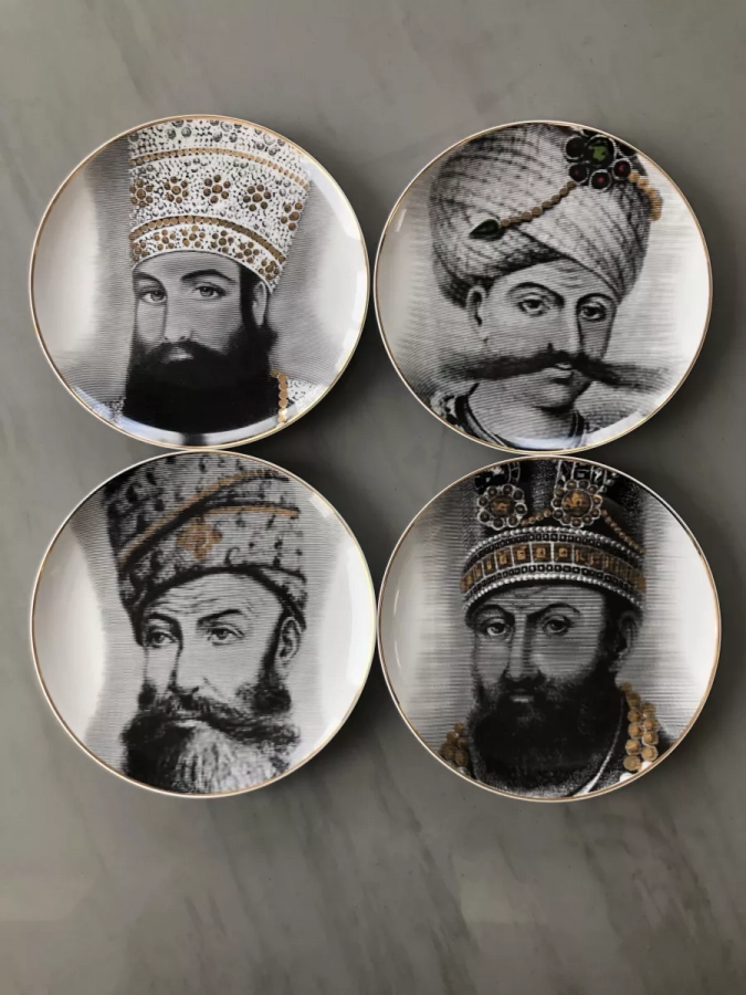 Gold Banded Porcelain Decorative Plate King Of Persia Zand-karim Khan