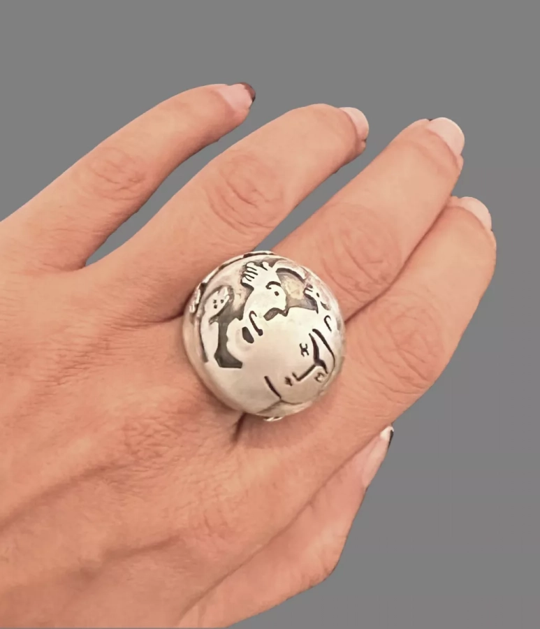 Silver Ring With Depicting a Persian Miniature