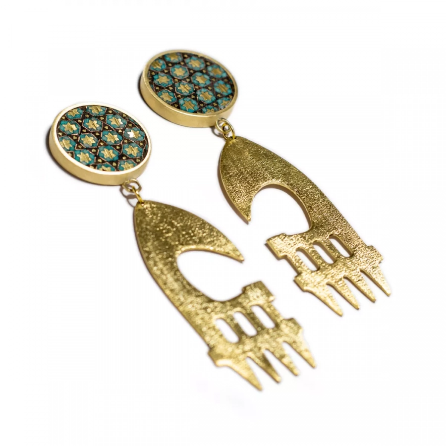 persian khatamkari art unique dangling earrings 2