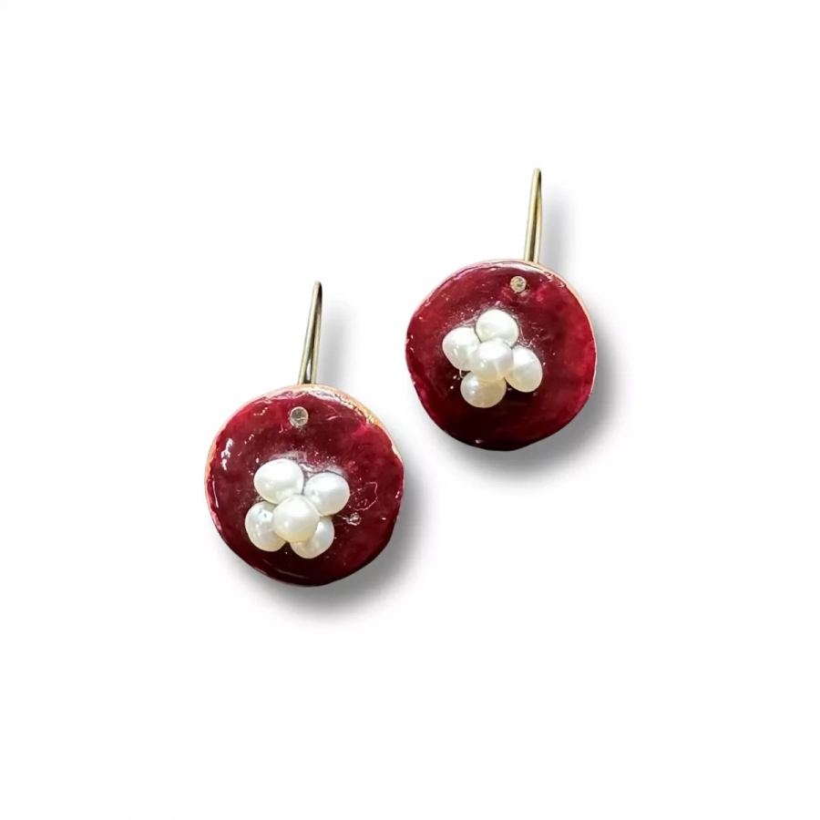 handmade and hand painted flower pattern earrings