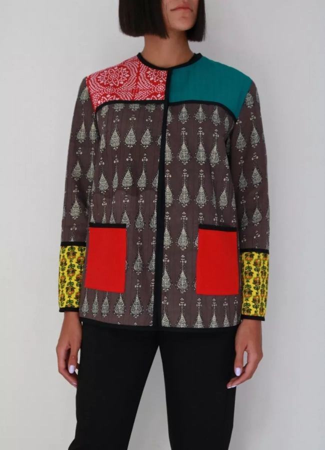 Traditional Persian Fabric Coat With Colorful Design in Sleeves