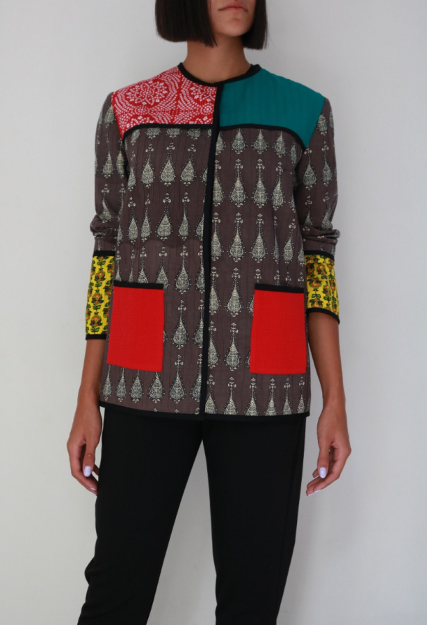 Traditional Persian Fabric Coat With Colorful Design in Sleeves