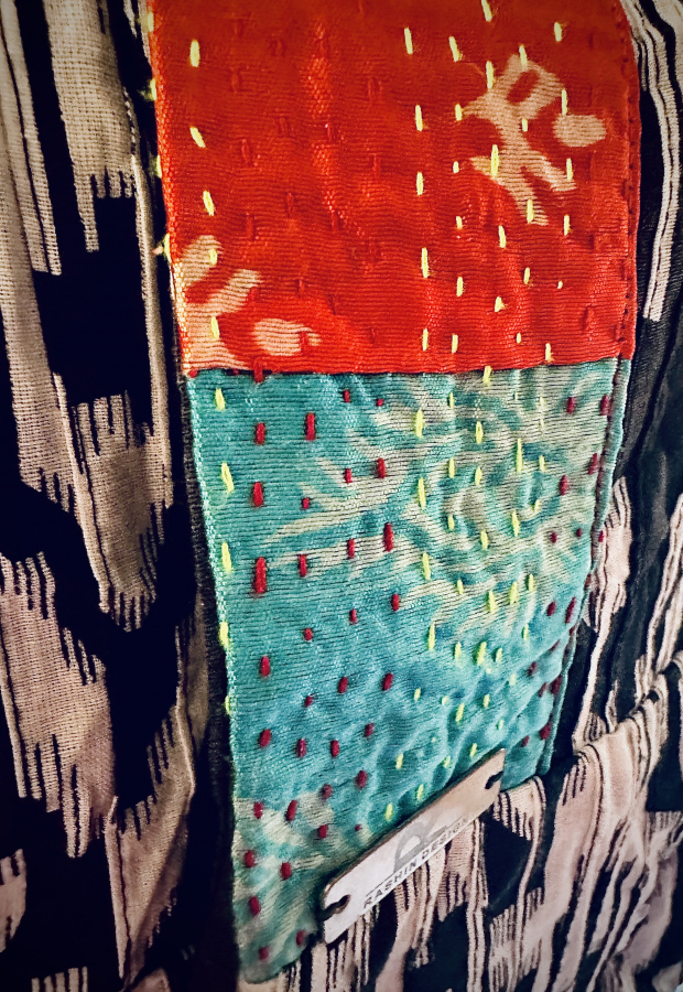 Handmade Persian Silk Vest, long vest, patchwork, pendant, unique, colorful, vintage pendant, mirror work