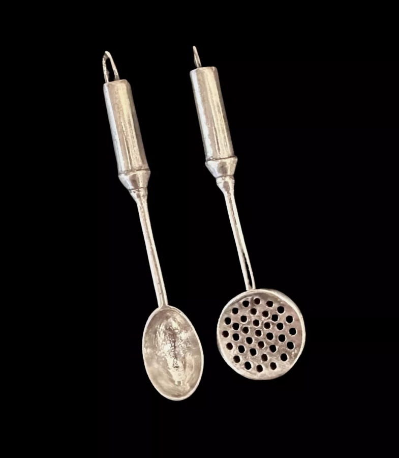 Handmade silver spatula earrings-mache