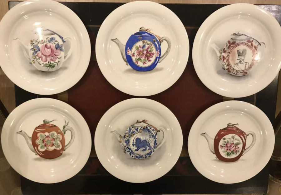 Traditional Persian Teapot Design  - Set of Six (Round Plate)