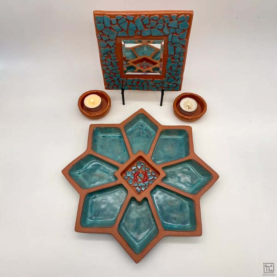 Persian Tile Mirror – Nowruz or Yalda Setting 