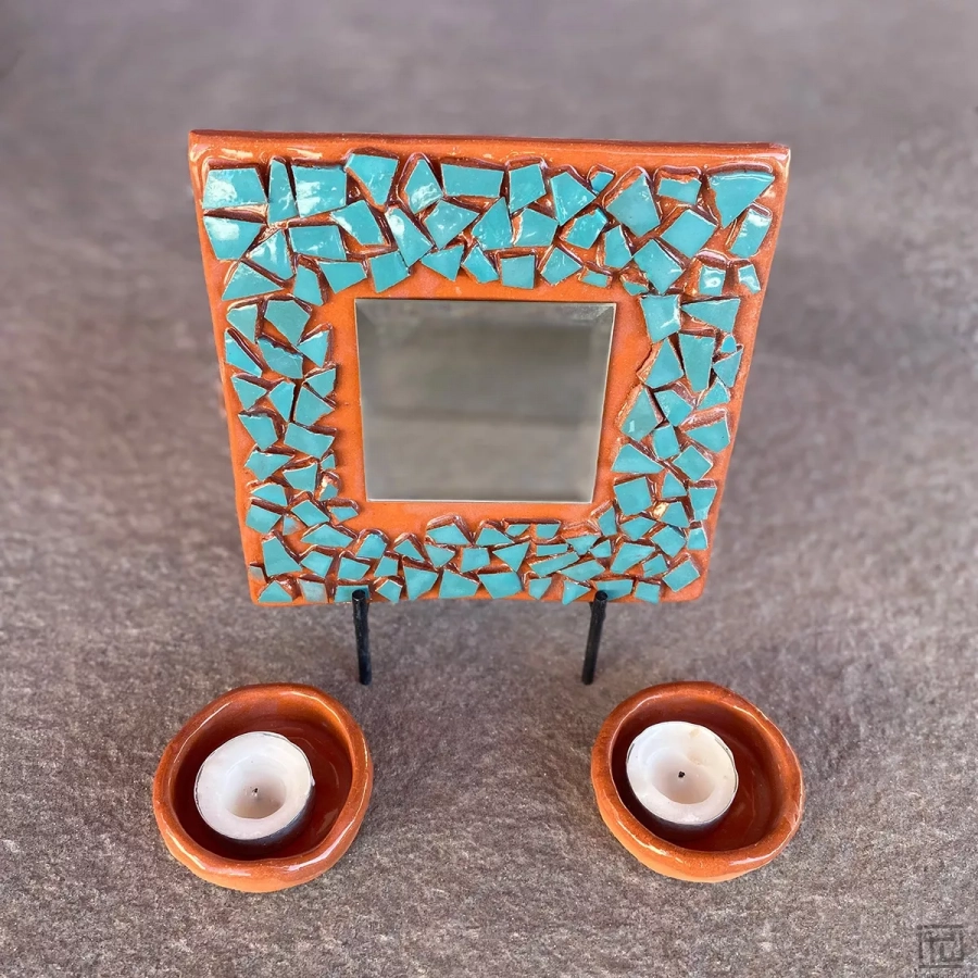 Persian Tile Mirror – Nowruz or Yalda Setting 