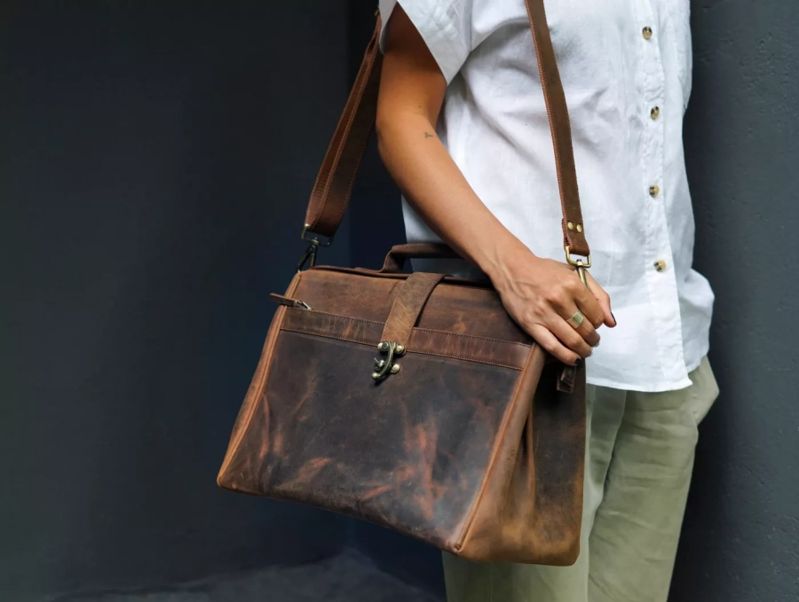 Leather Bag for Office Business Doctors and Travel
