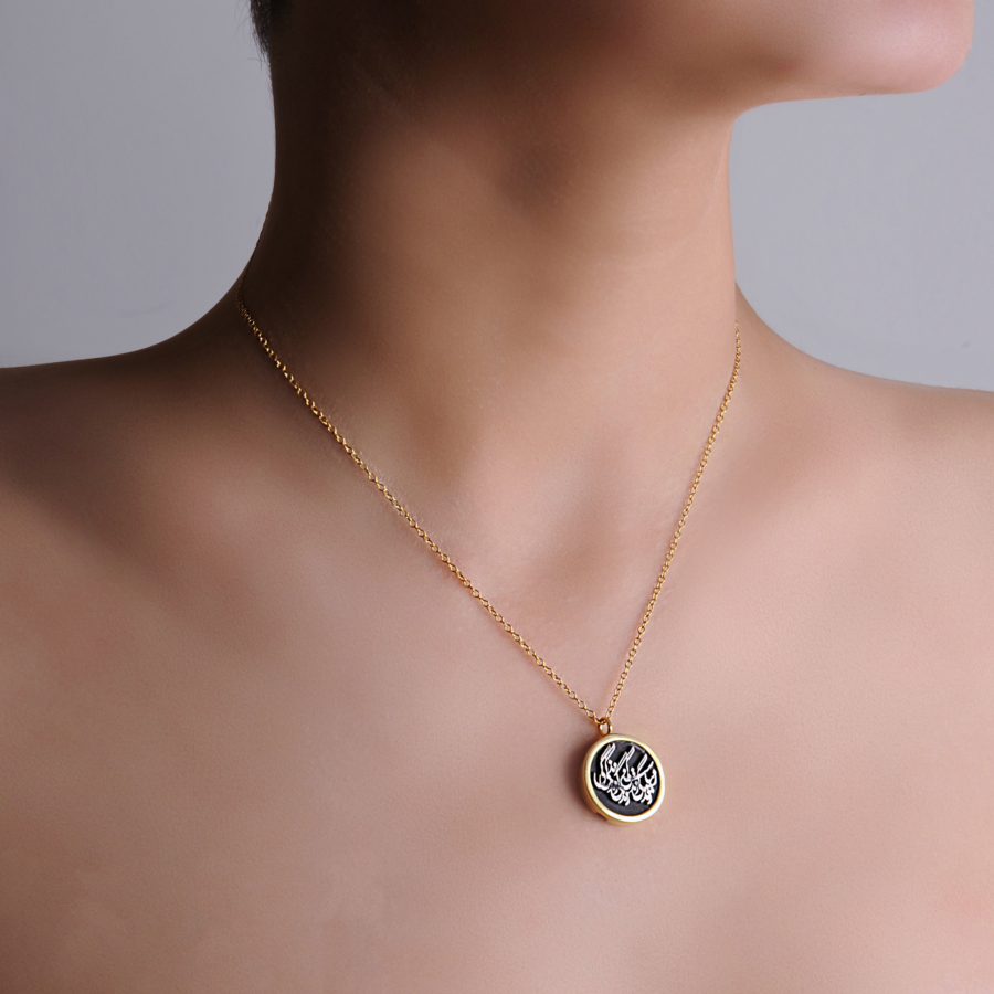 Gold Plated Silver Necklace with Coin, Life Is Beautiful, زندگی زیباست