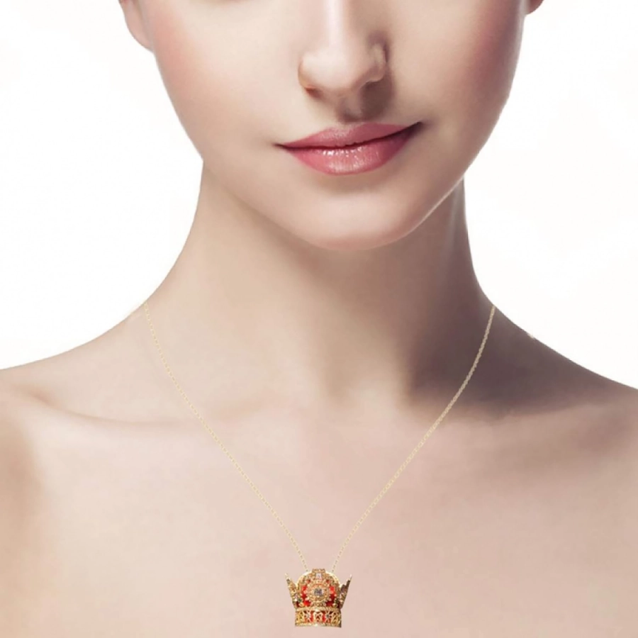 Pahlavi Kiani Crown 925 Silver Gold Plated necklace