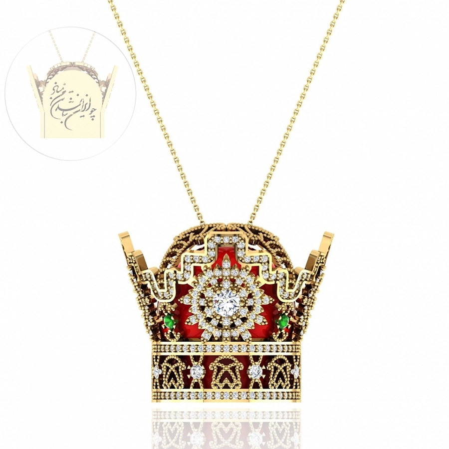 Pahlavi Kiani Crown 925 Silver Gold Plated necklace
