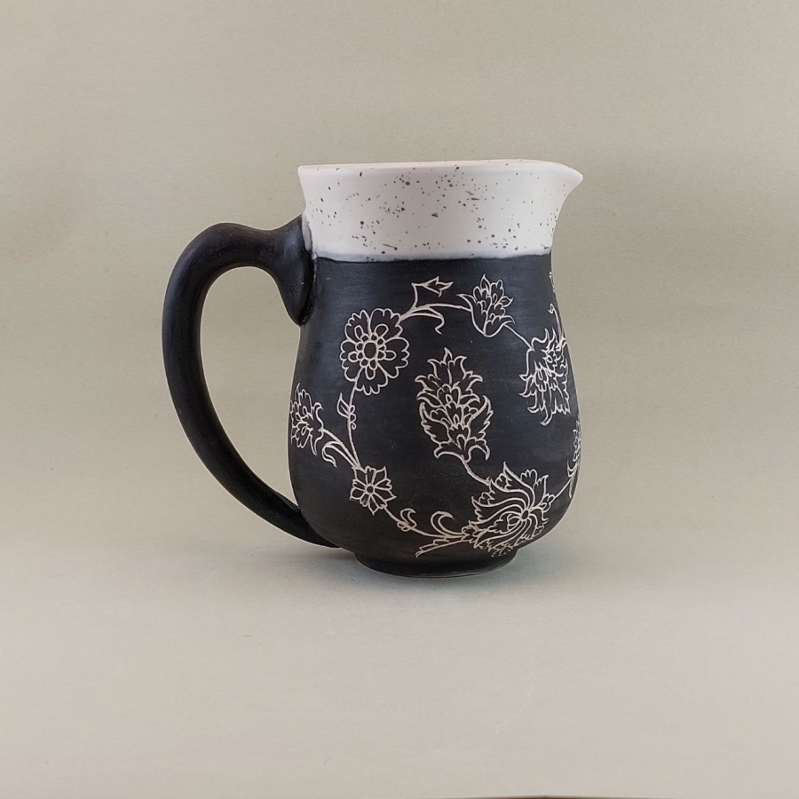 Pottery mug & Pitcher, Black Drinking glass, Coffee mug, Handmade ceramic mug,Hand painting mug, Pottery handmade mug, Housewarming gift