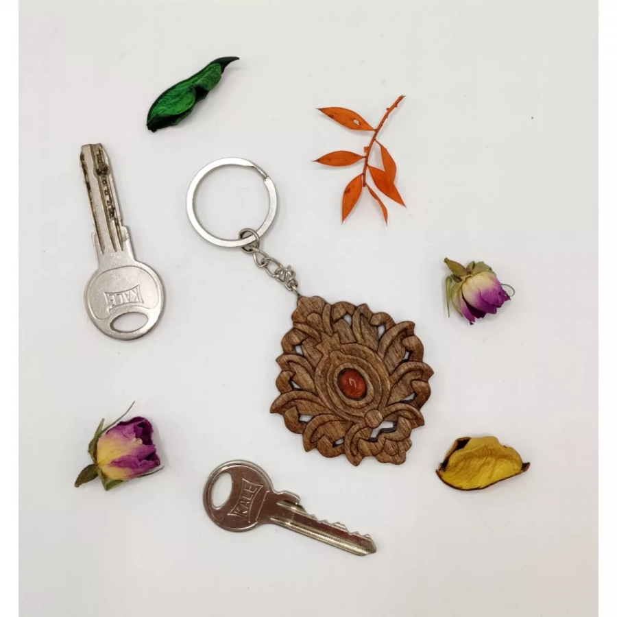 Wooden pendant, necklace,  key chain,wwoden,flower,persian keychain, wood, gift
