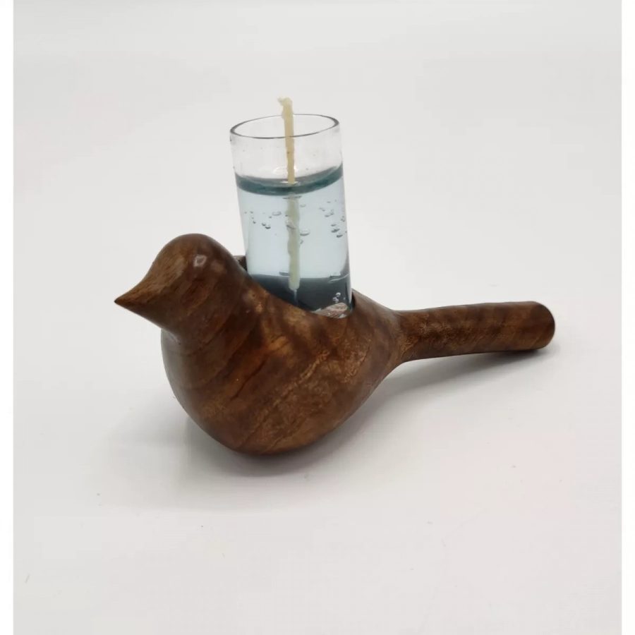 Wooden handcarved bird,wooden candle holder