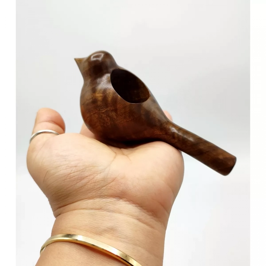 Wooden handcarved bird,wooden candle holder