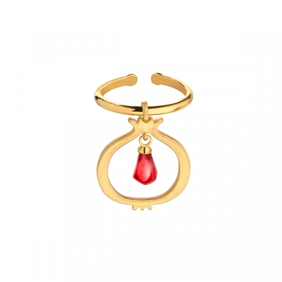 Pomegranate Seed-Inspired Elegance: Adjustable Pomegranate Ring with Tiny Seed Design