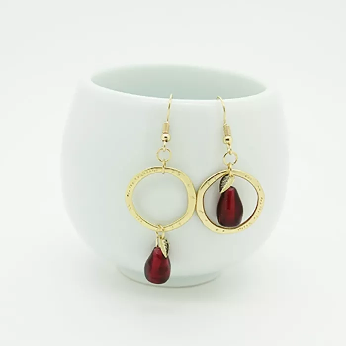 Pomegranate earrings, Asymmetrical Earrings, Persian Earrings