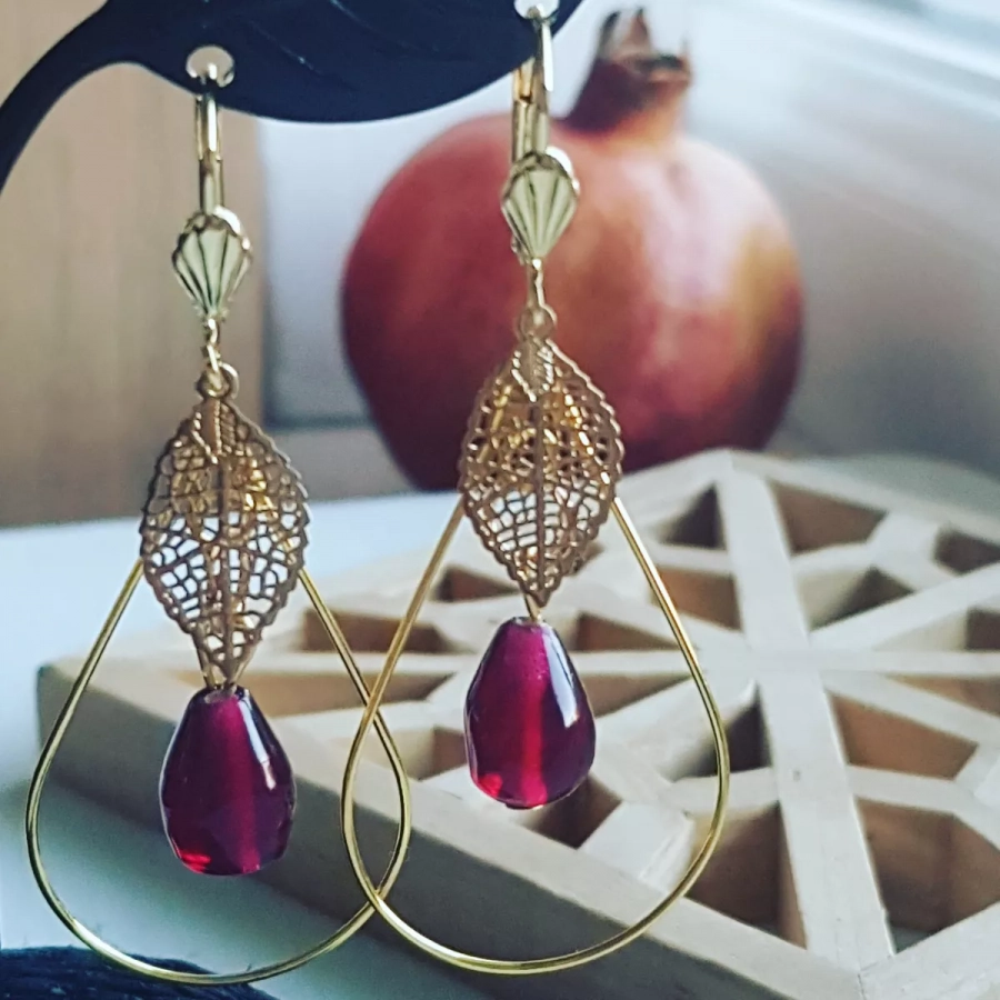 Pomegranate Earrings , Yalda earrings, Pomegranate seeds earrings