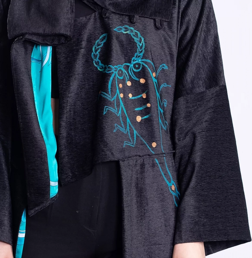 Handmade Asymmetrical Long Jacket With Scorpion
