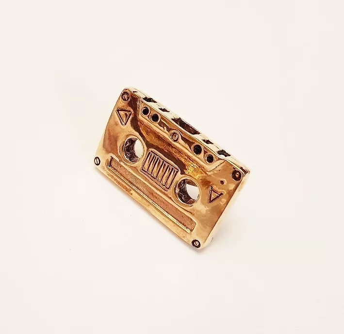Handmade bronze Cassette Tape ring