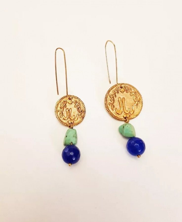 Persian Coin Earrings With Stones