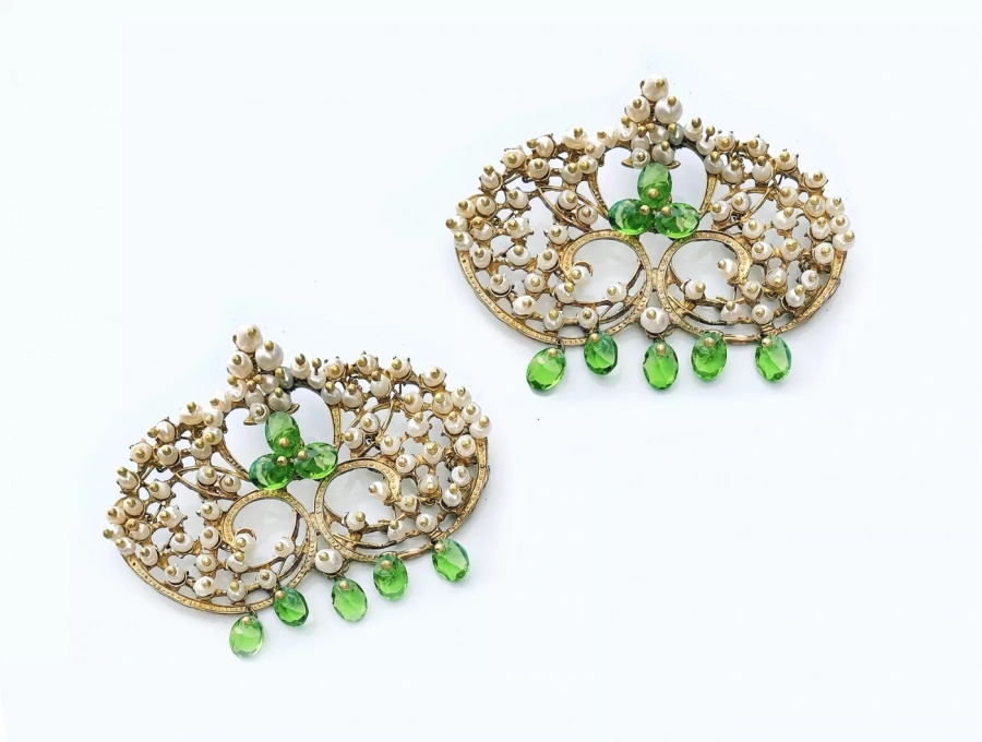 Exotic Floral Earrings With Pearls