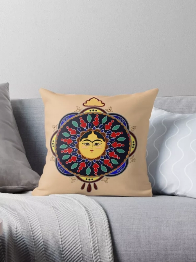 Persian Illustration Negareh Patterned Cushion In 2 Colors