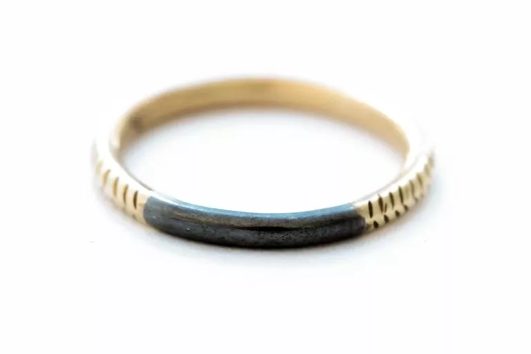 14k Gold Ring With Oxidized Silver Top