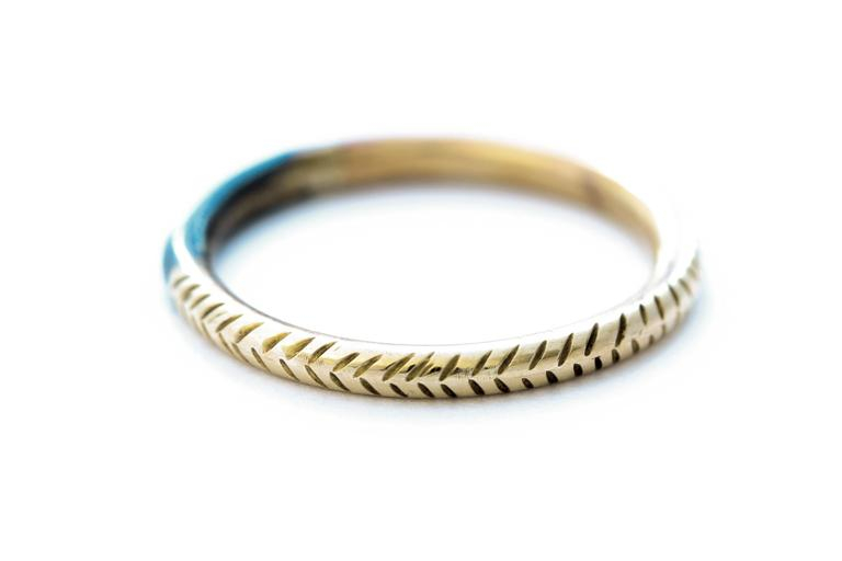 14k Gold Ring With Oxidized Silver Top